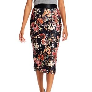 Item # A001 - Gracia Floral Lace Pencil Skirt Multi Color – Size L NWT